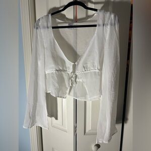Princess Polly White Sheer tie up Blouse